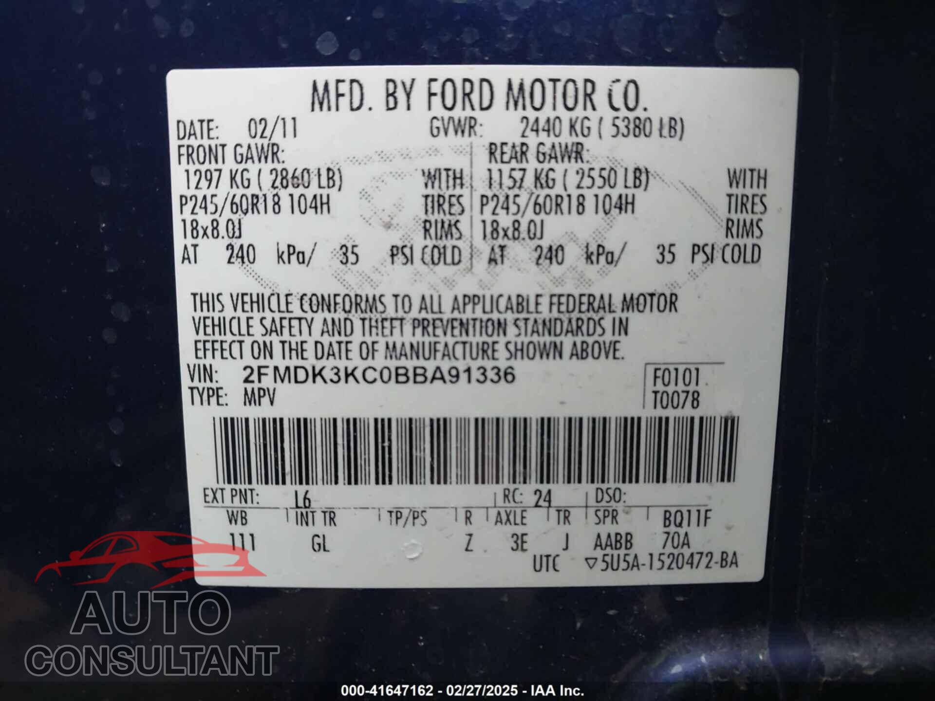 FORD EDGE 2011 - 2FMDK3KC0BBA91336