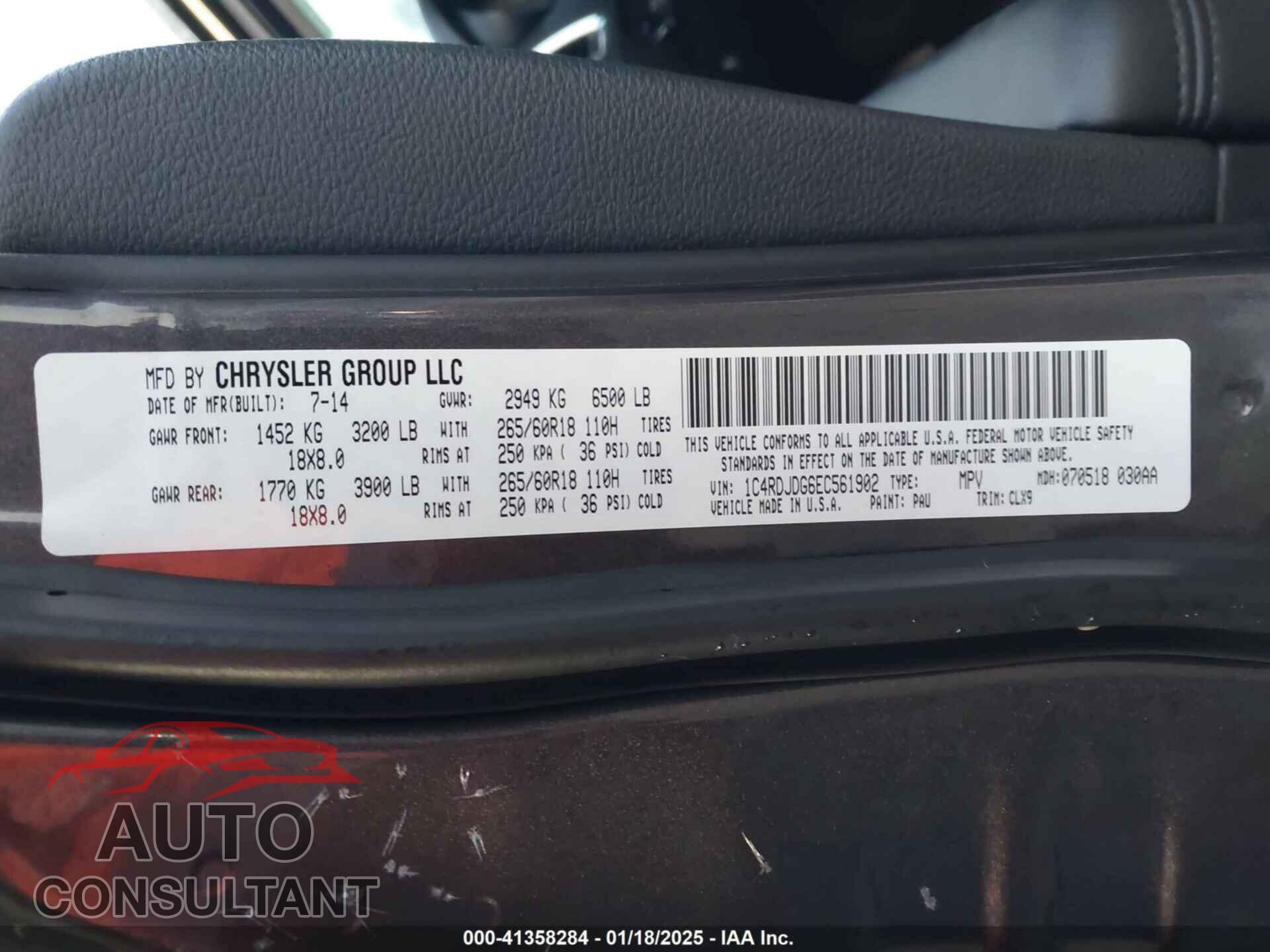 DODGE DURANGO 2014 - 1C4RDJDG6EC561902