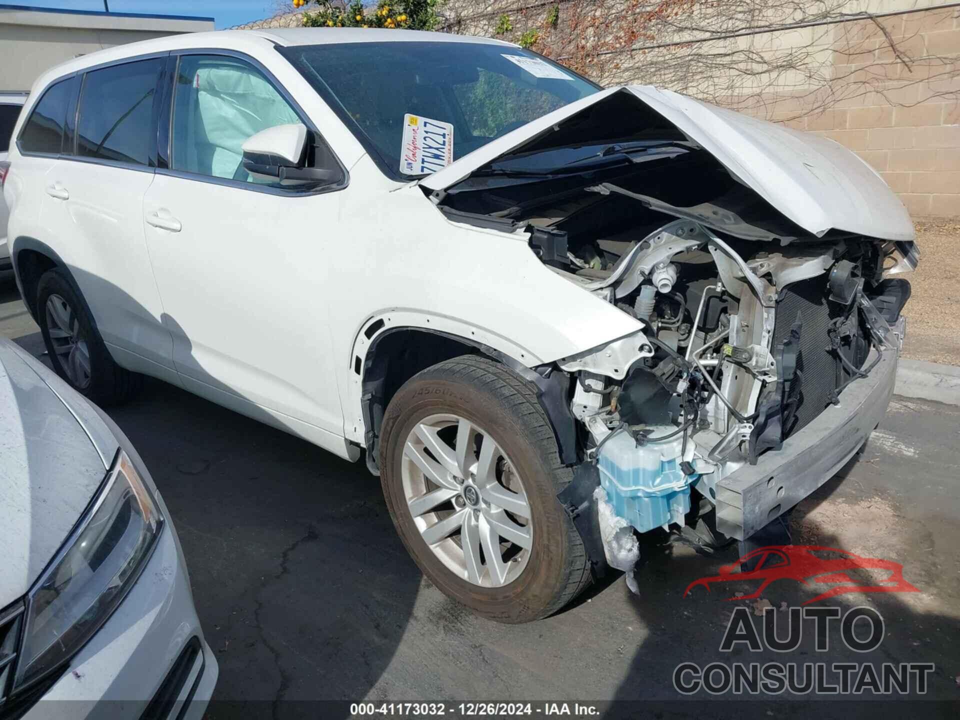 TOYOTA HIGHLANDER 2016 - 5TDZKRFHXGS159909