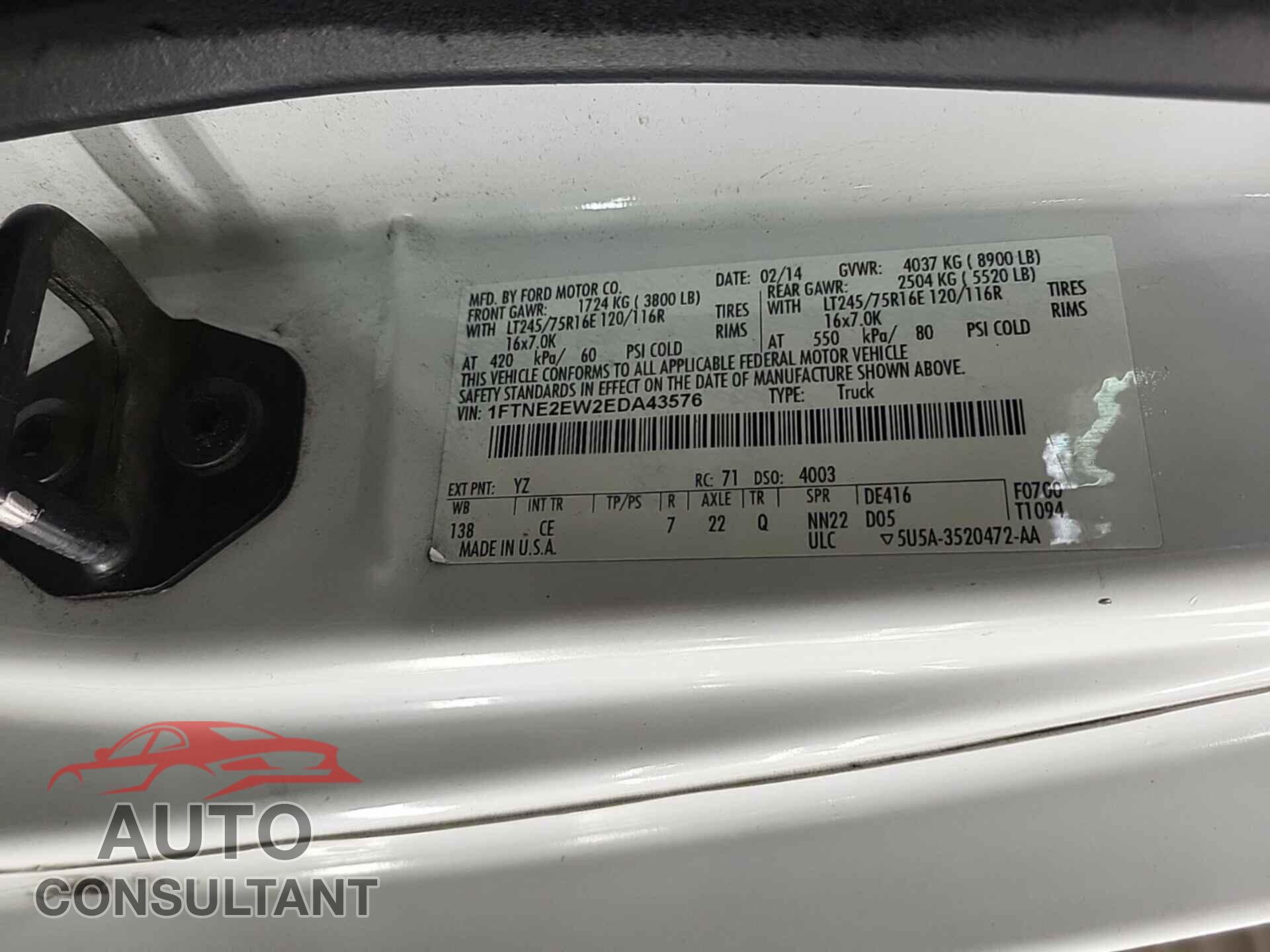 FORD ECONOLINE 2014 - 1FTNE2EW2EDA43576