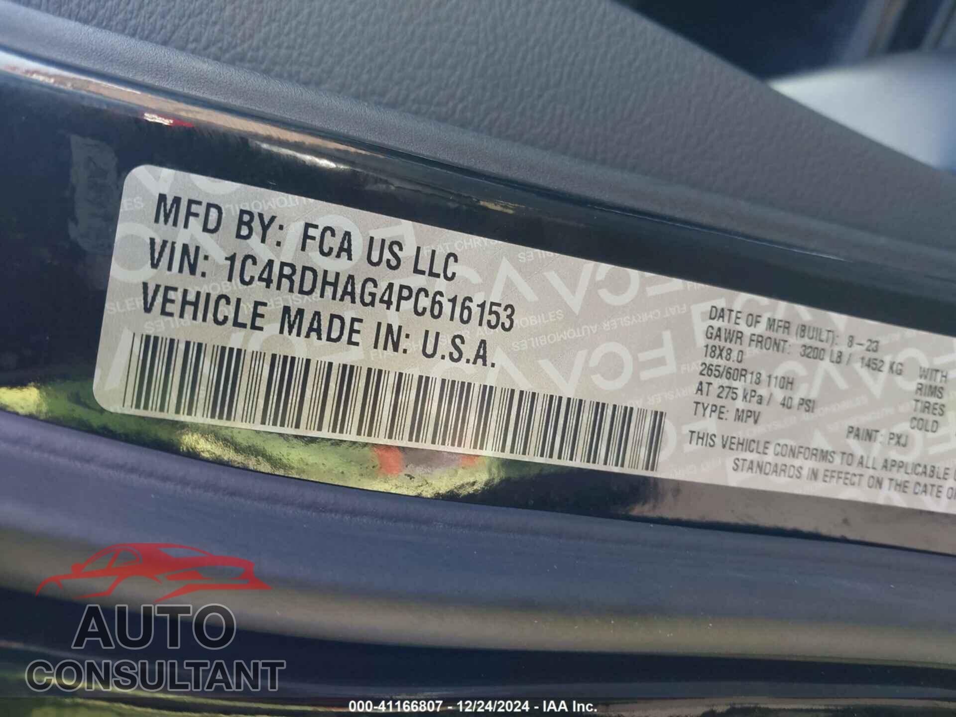 DODGE DURANGO 2023 - 1C4RDHAG4PC616153