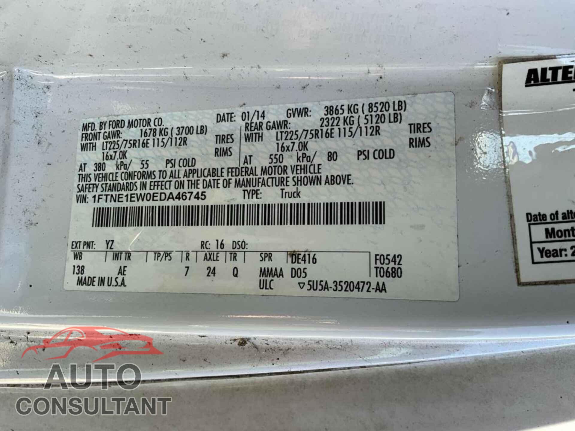 FORD E-150 2014 - 1FTNE1EW0EDA46745