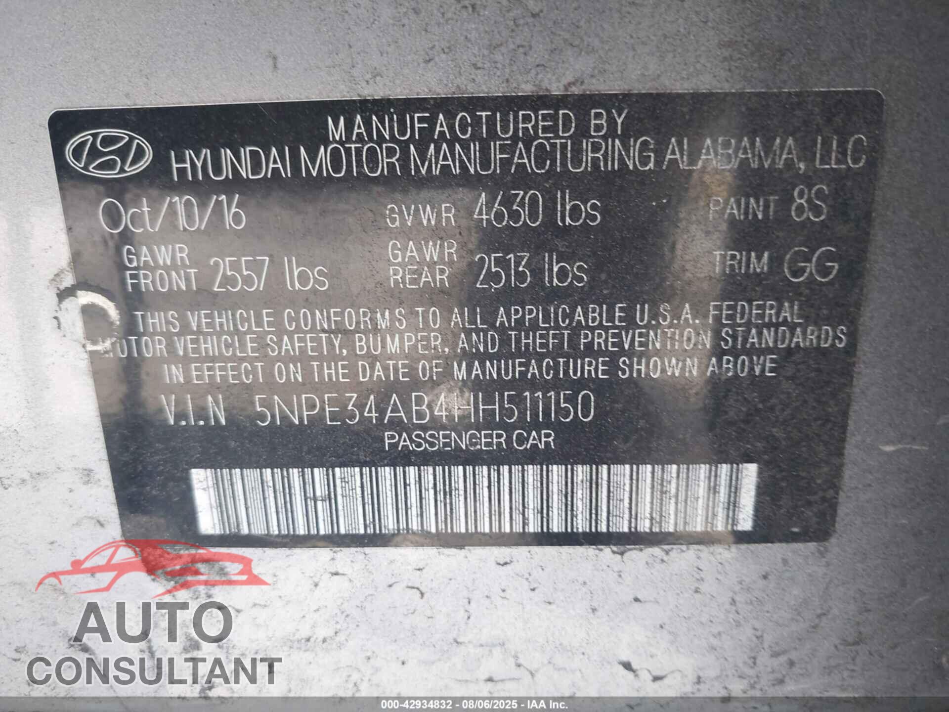 HYUNDAI SONATA 2017 - 5NPE34AB4HH511150