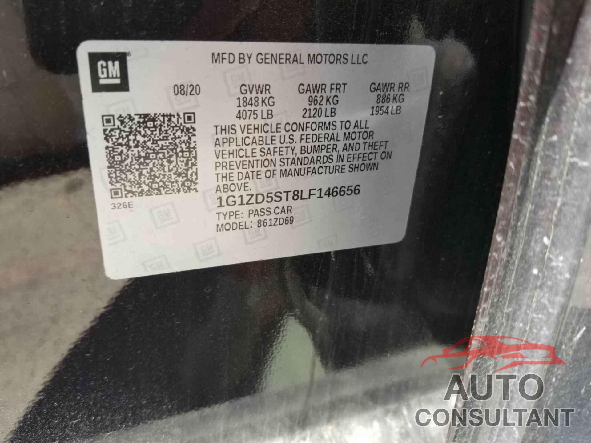 CHEVROLET MALIBU 2020 - 1G1ZD5ST8LF146656