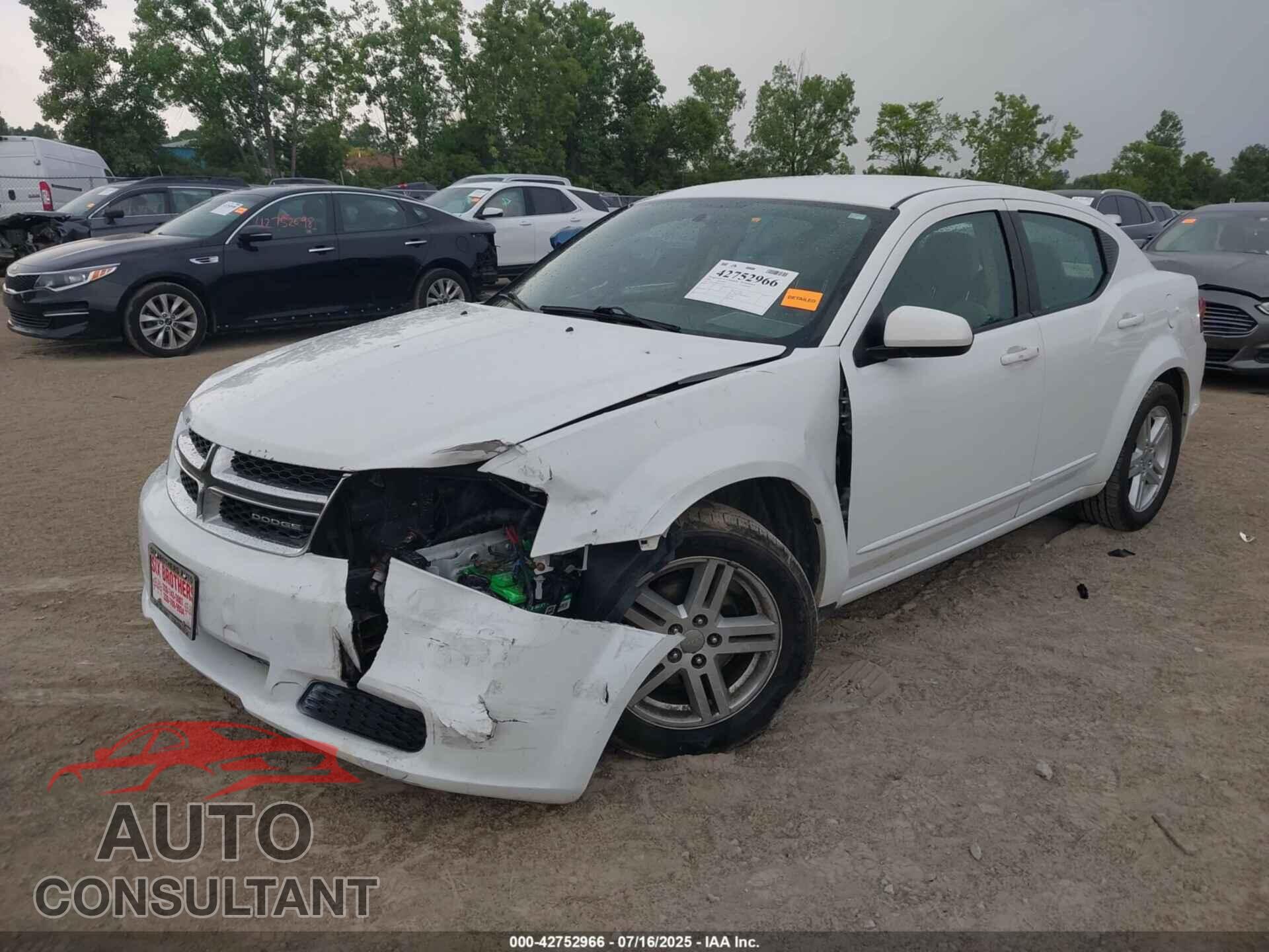 DODGE AVENGER 2012 - 1C3CDZCB6CN167817