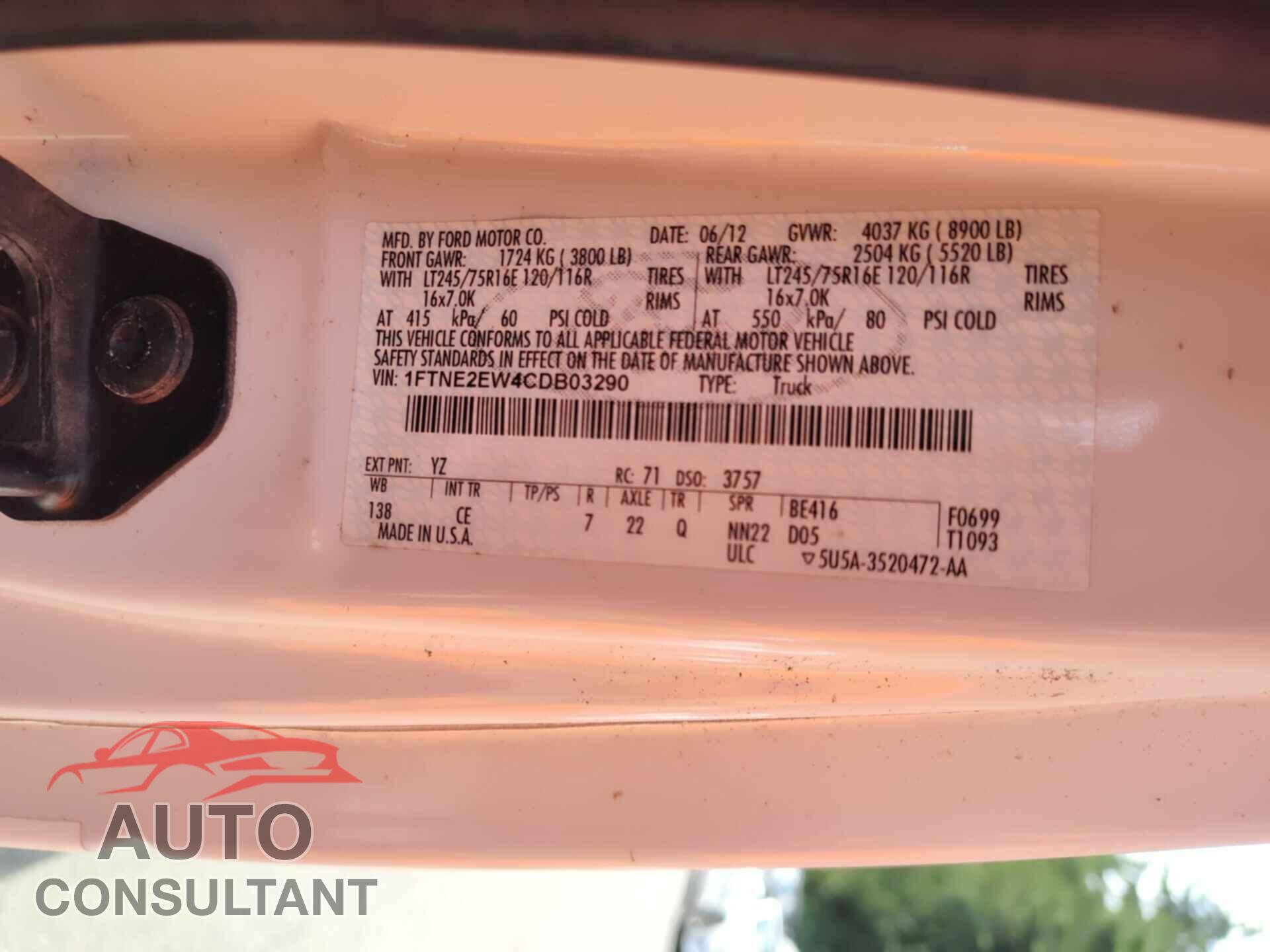 FORD ECONOLINE 2012 - 1FTNE2EW4CDB03290