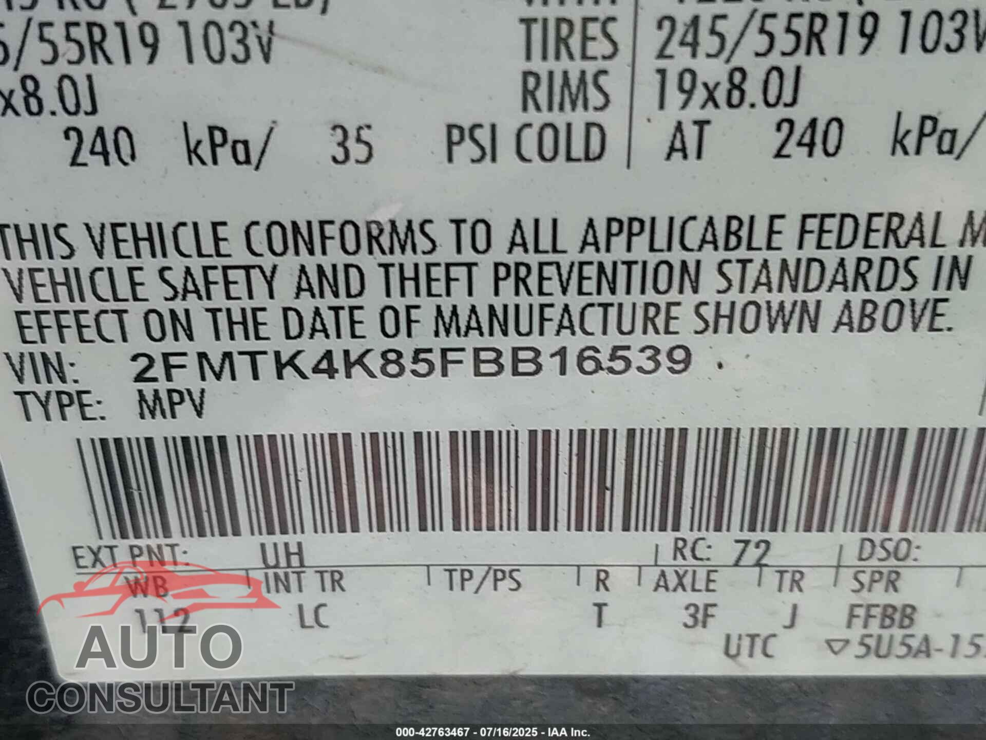 FORD EDGE 2015 - 2FMTK4K85FBB16539
