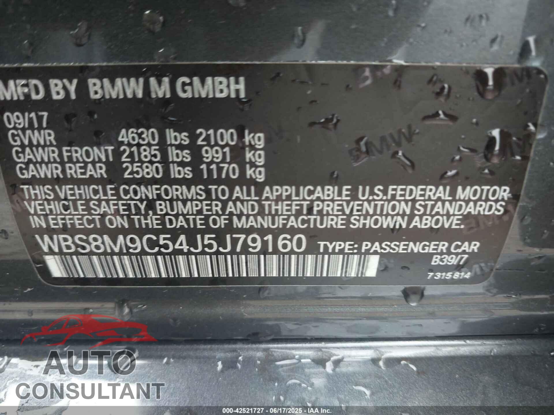 BMW M3 2018 - WBS8M9C54J5J79160