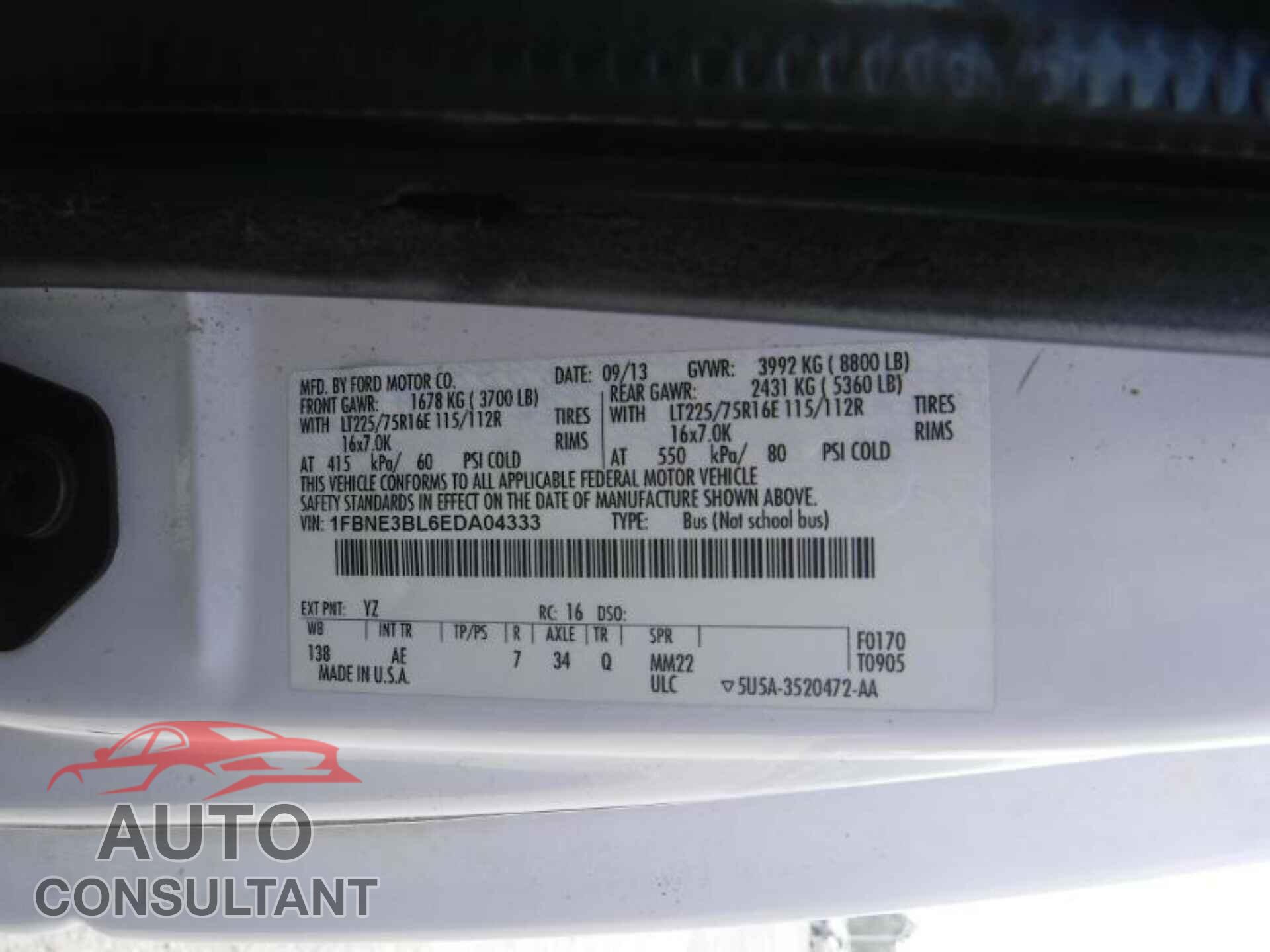 FORD ECONOLINE 2014 - 1FBNE3BL6EDA04333