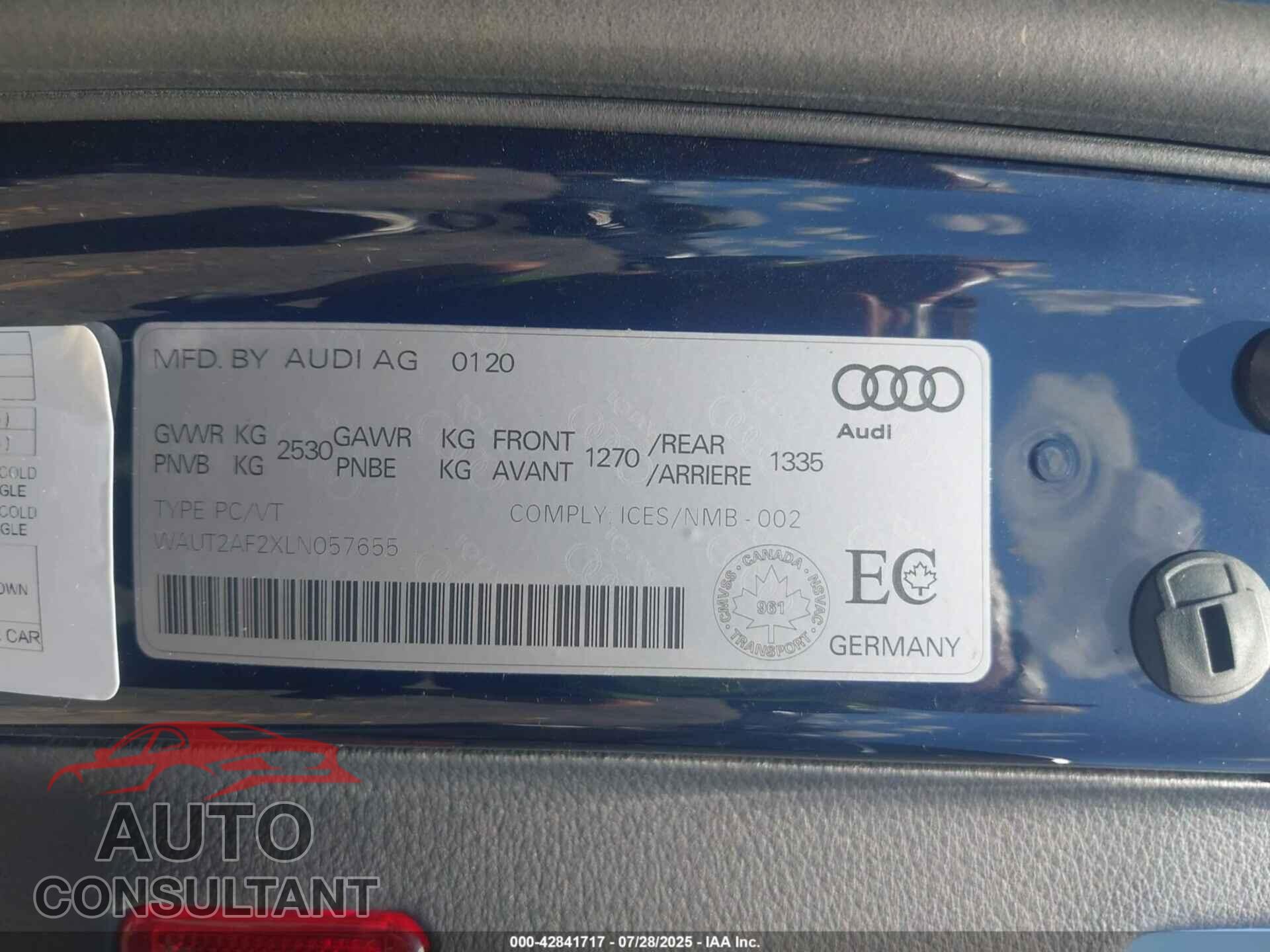 AUDI A7 2020 - WAUT2AF2XLN057655