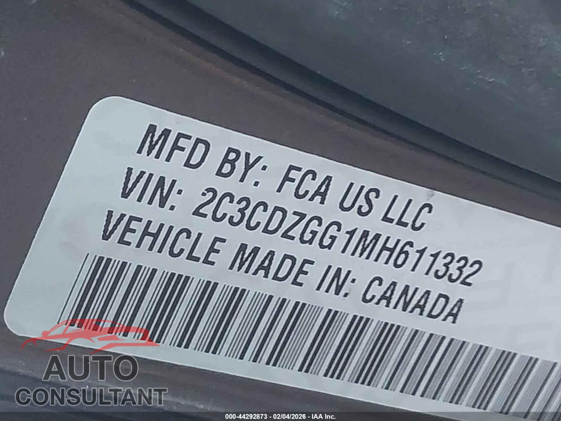 DODGE CHALLENGER 2021 - 2C3CDZGG1MH611332