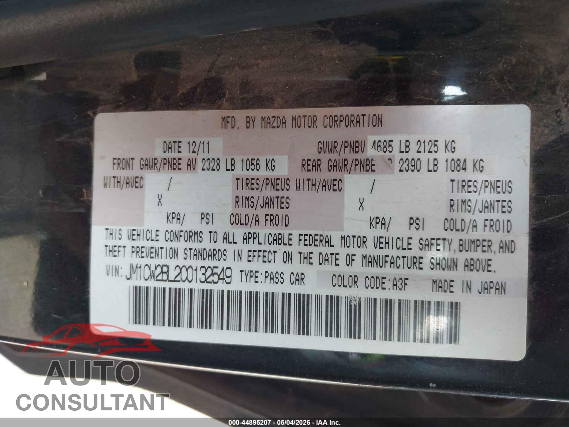 MAZDA MAZDA5 2012 - JM1CW2BL2C0132549