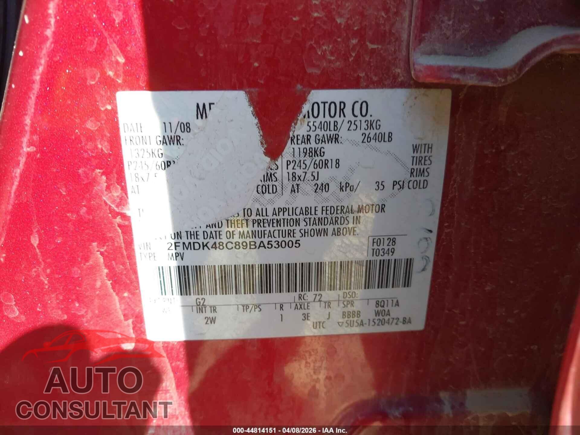 FORD EDGE 2009 - 2FMDK48C89BA53005