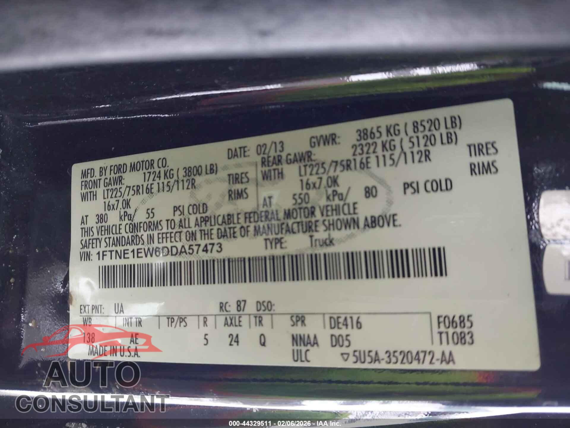 FORD E-150 2013 - 1FTNE1EW6DDA57473