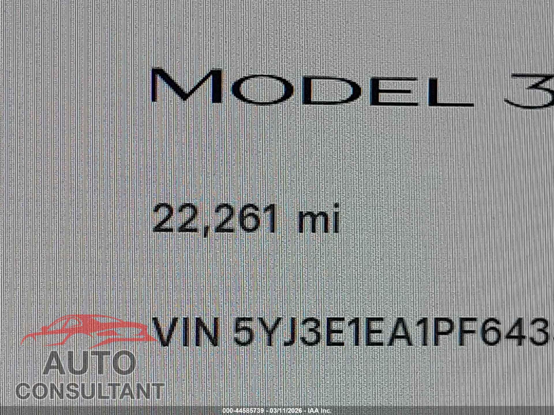 TESLA MODEL 3 2023 - 5YJ3E1EA1PF643393