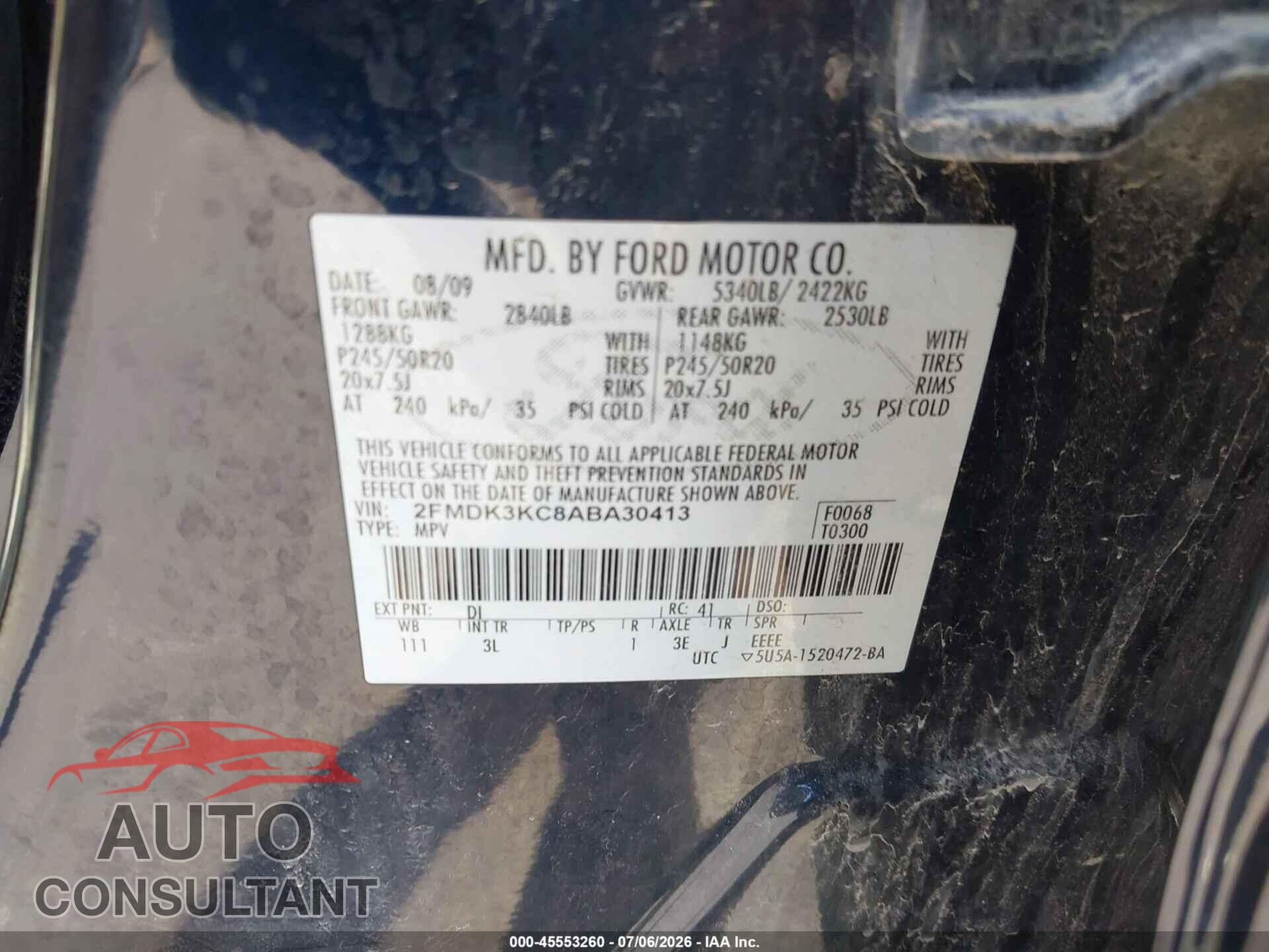 FORD EDGE 2010 - 2FMDK3KC8ABA30413