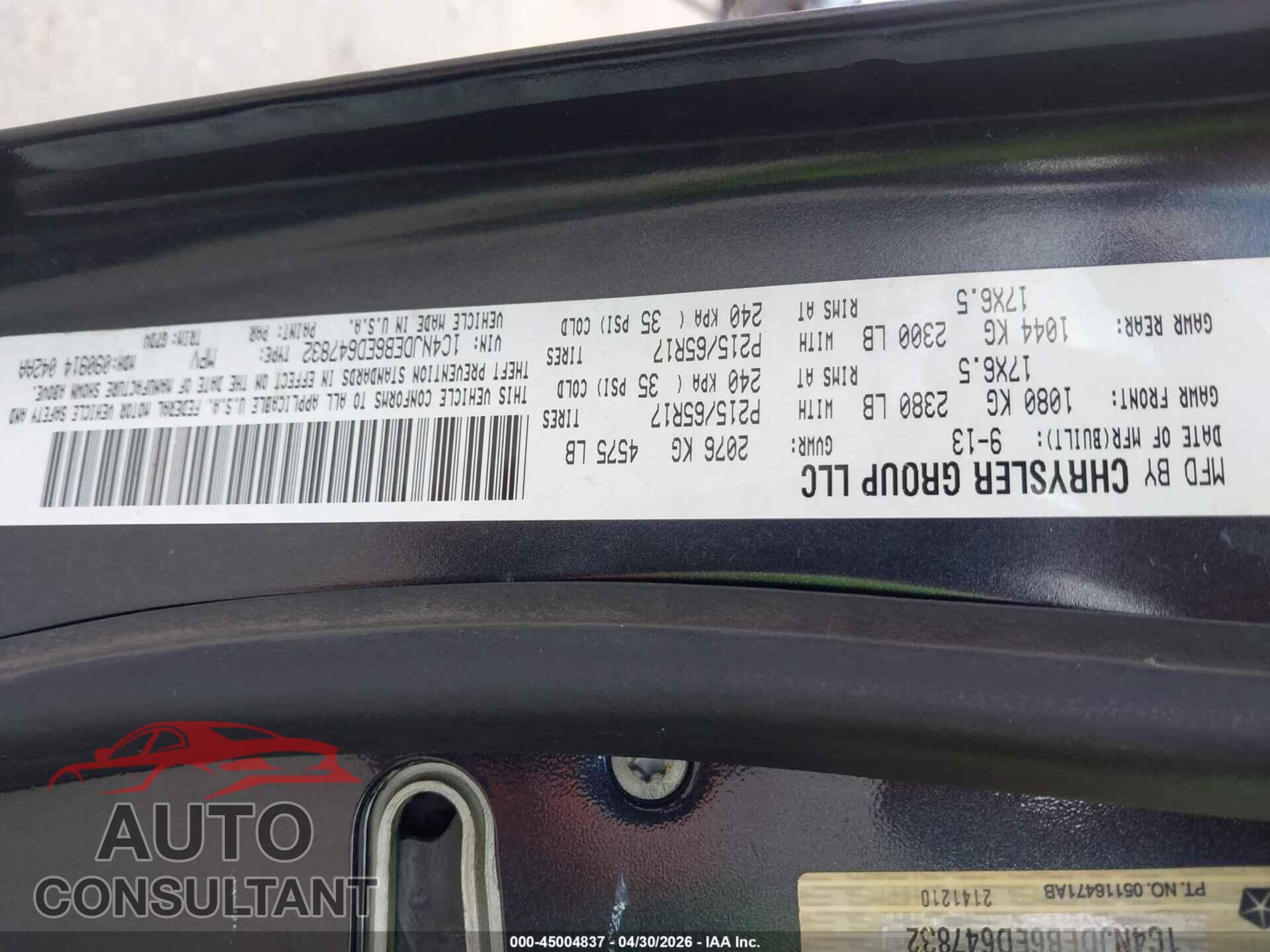 JEEP COMPASS 2014 - 1C4NJDEB6ED647832