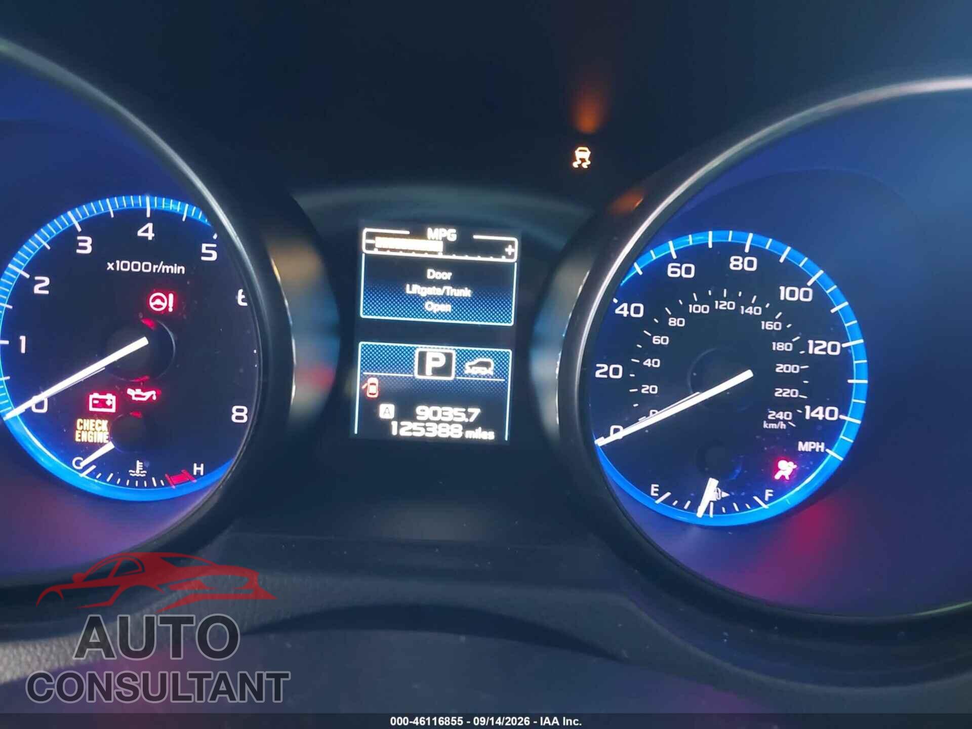 SUBARU OUTBACK 2015 - 4S4BSBLC3F3343859