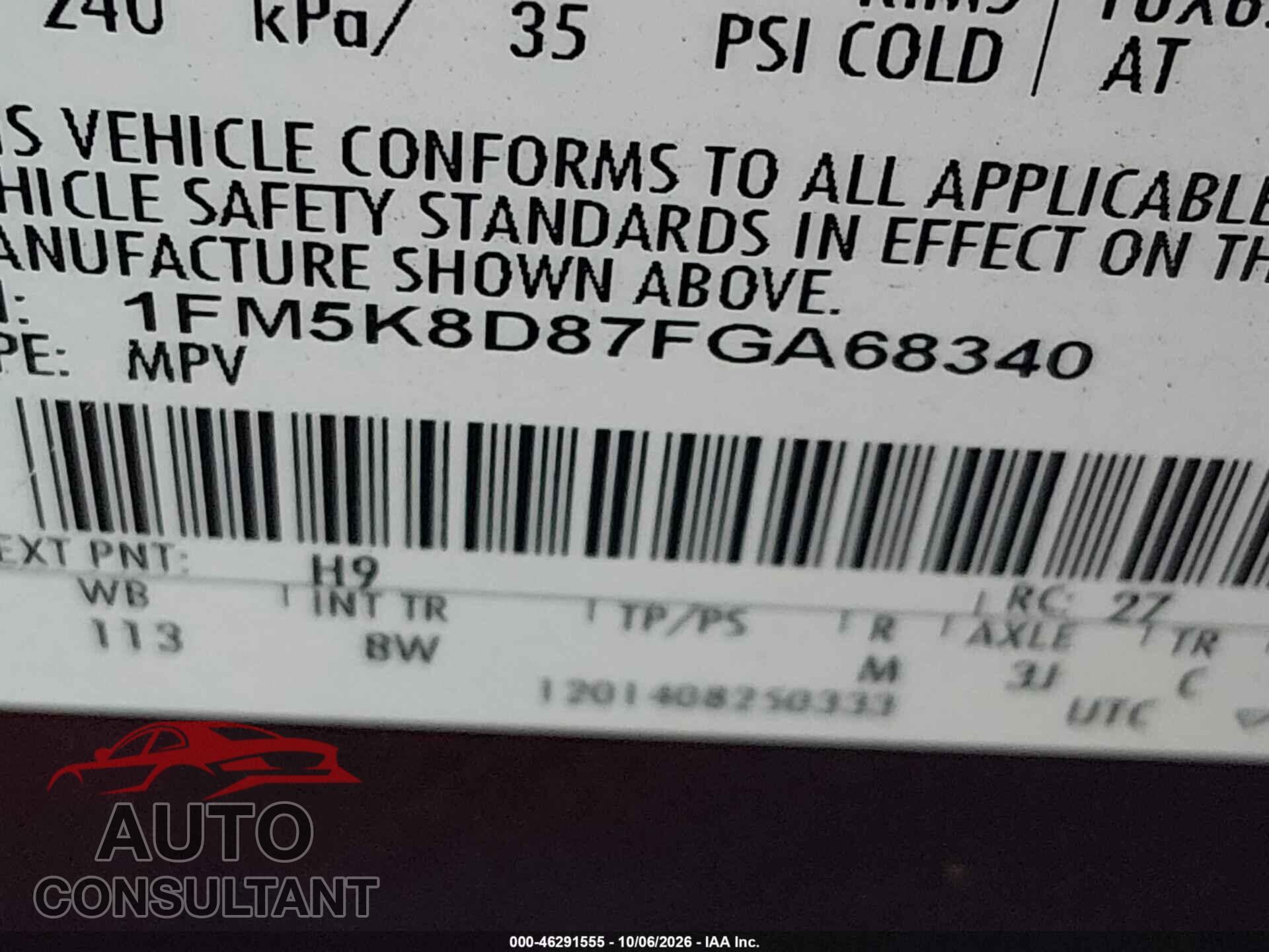 FORD EXPLORER 2015 - 1FM5K8D87FGA68340