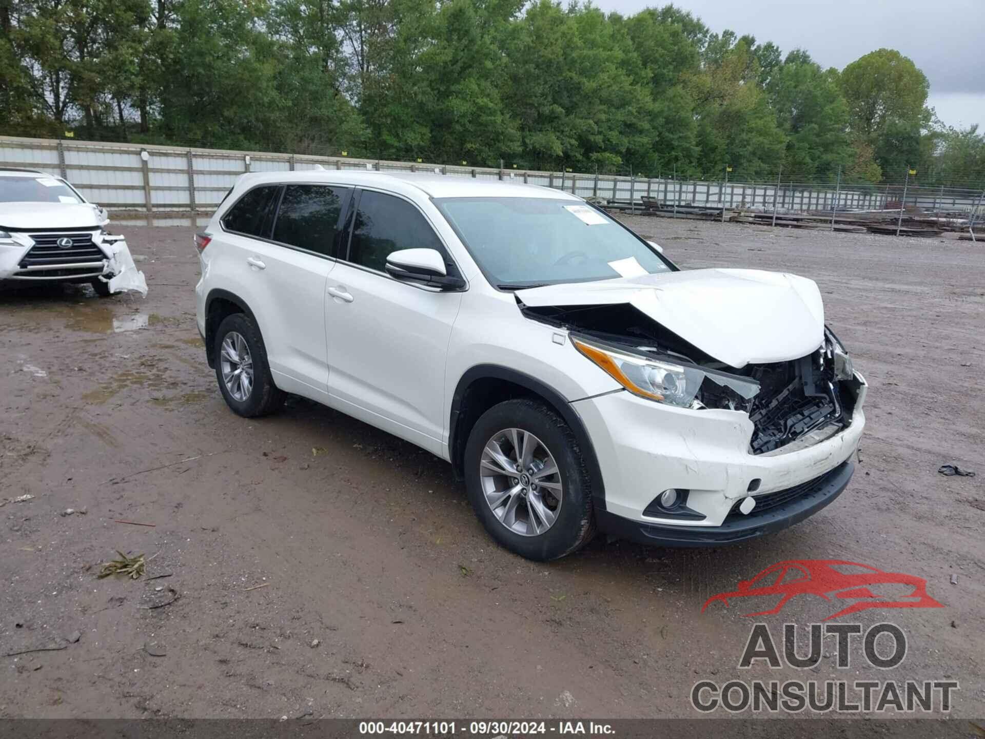 TOYOTA HIGHLANDER 2016 - 5TDBKRFHXGS336122