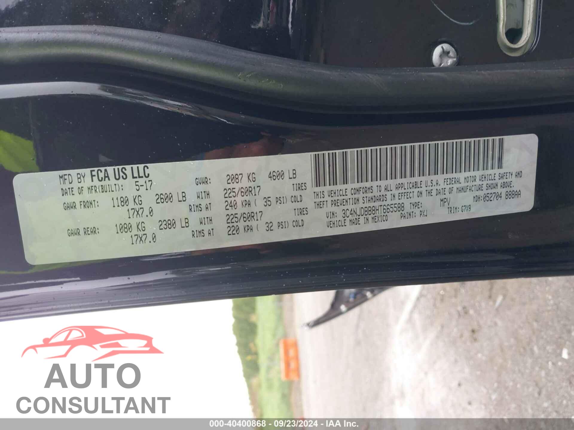 JEEP NEW COMPASS 2017 - 3C4NJDBB8HT665588