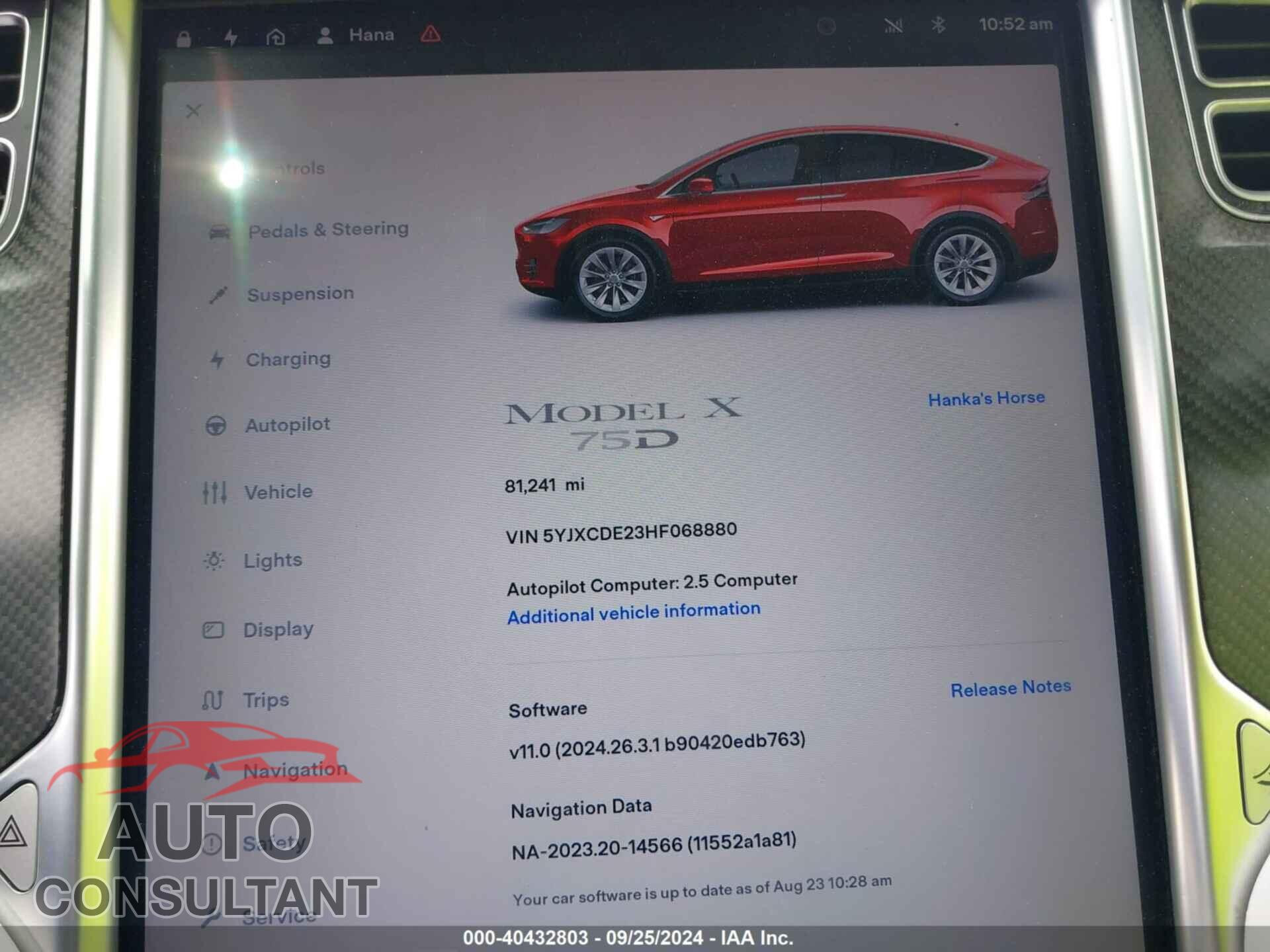 TESLA MODEL X 2017 - 5YJXCDE23HF068880