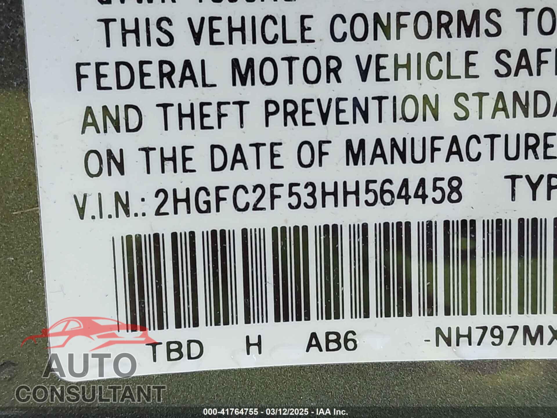 HONDA CIVIC 2017 - 2HGFC2F53HH564458