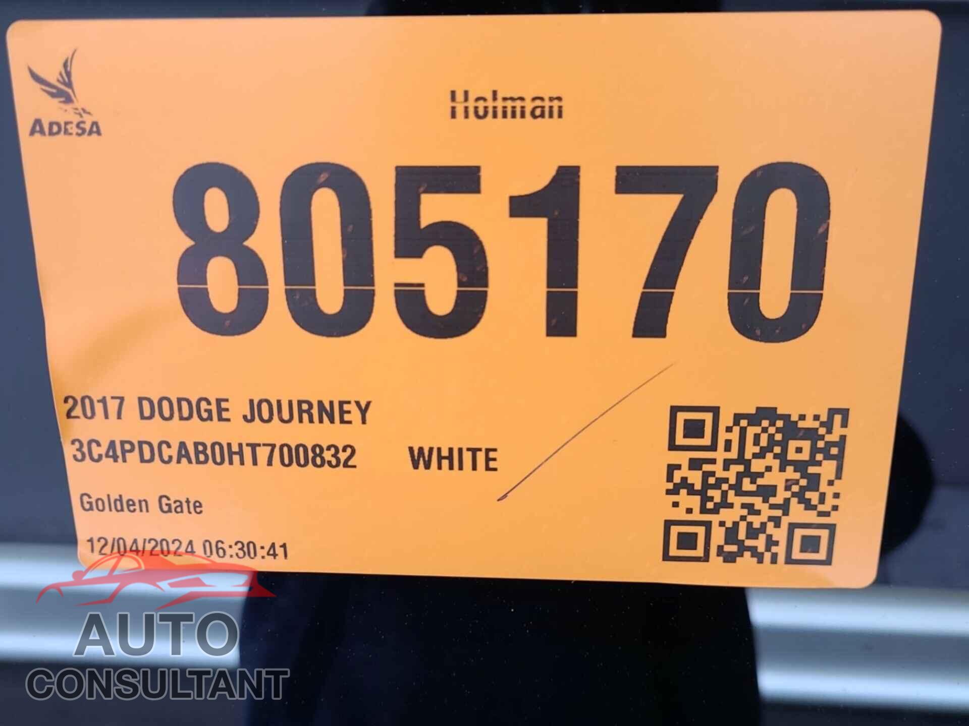 DODGE JOURNEY 2017 - 3C4PDCAB0HT700832