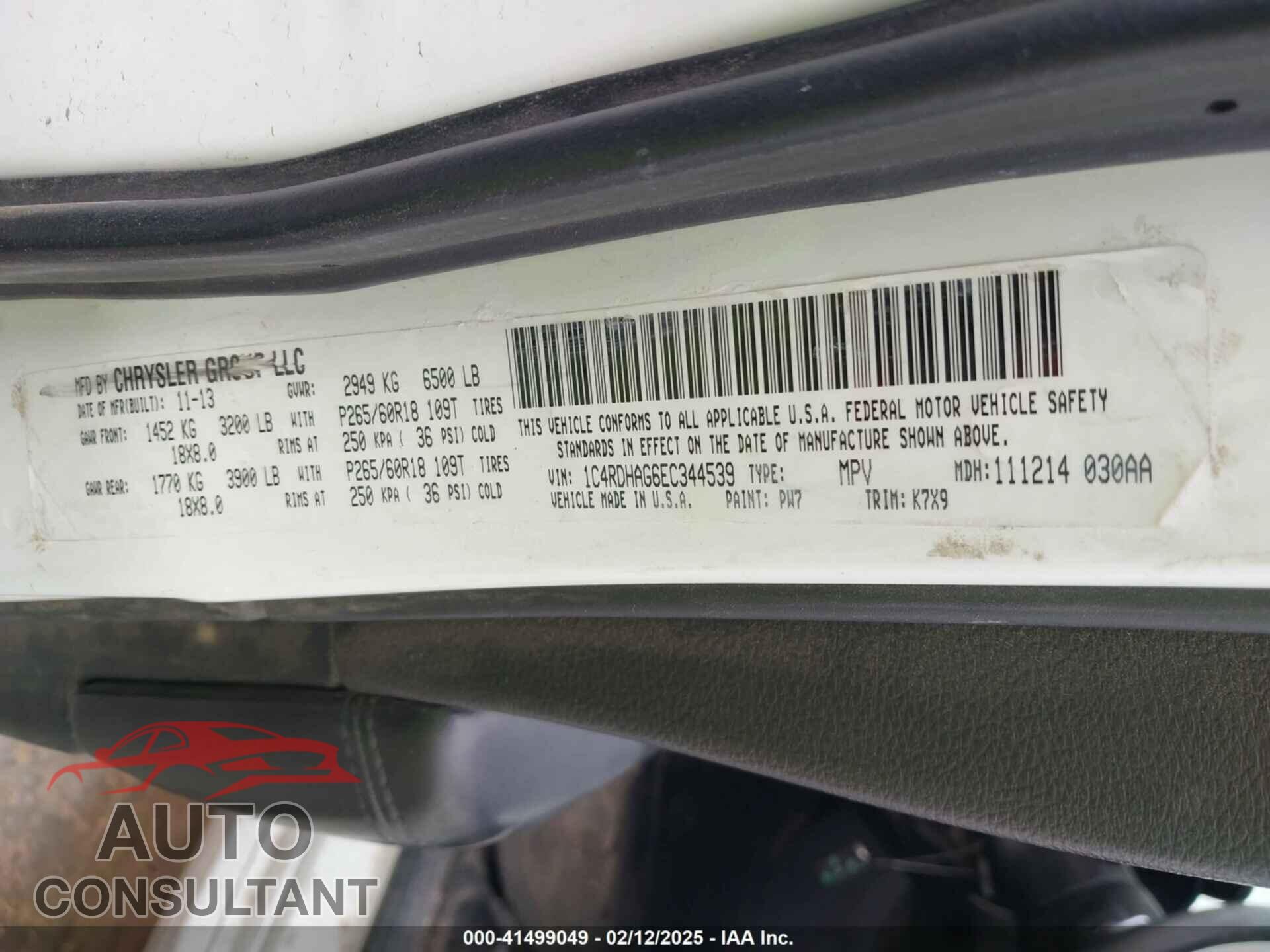 DODGE DURANGO 2014 - 1C4RDHAG6EC344539