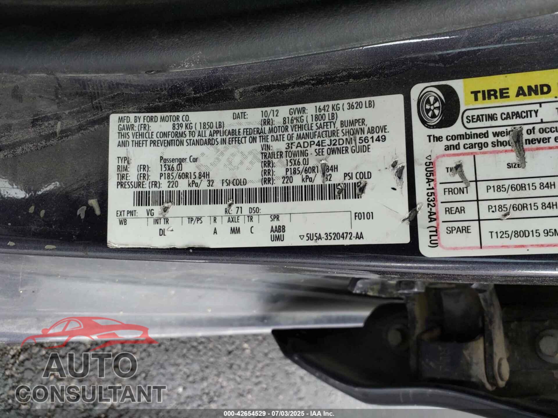 FORD FIESTA 2013 - 3FADP4EJ2DM156149