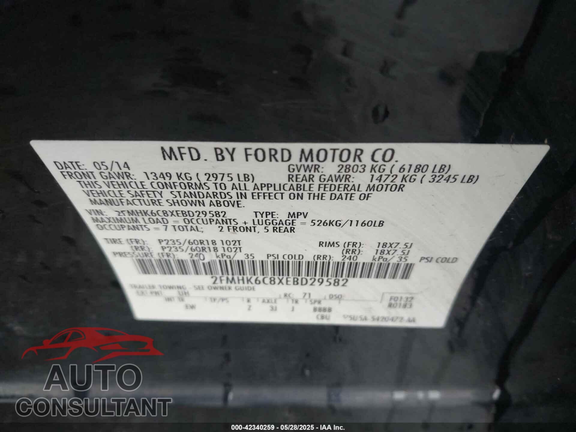 FORD FLEX 2014 - 2FMHK6C8XEBD29582