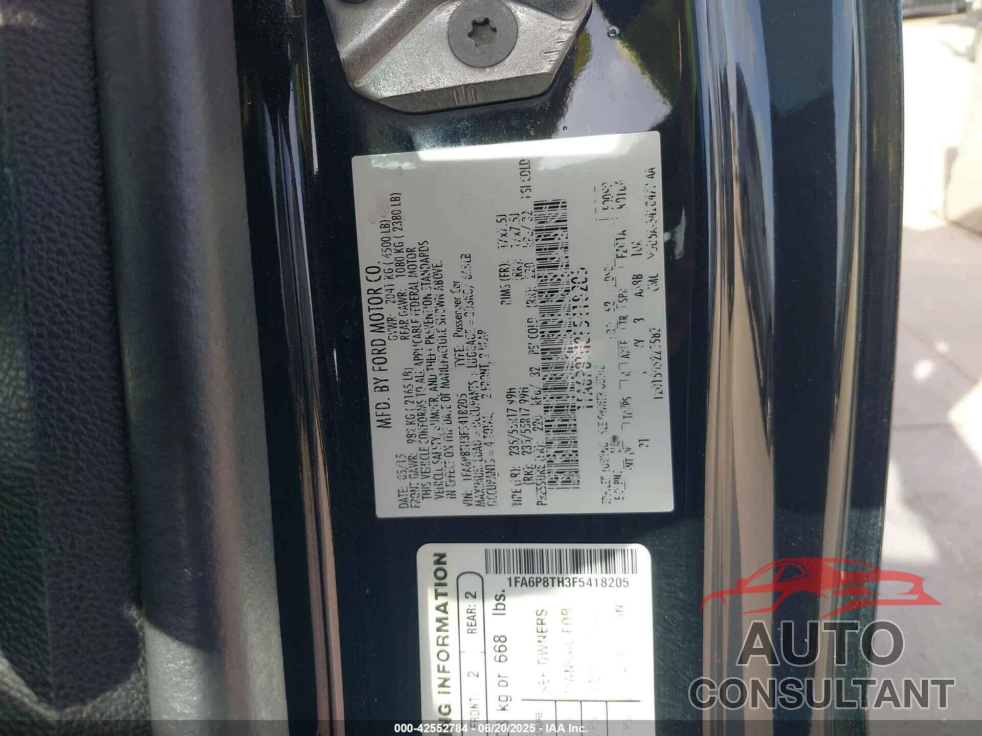 FORD MUSTANG 2015 - 1FA6P8TH3F5418205
