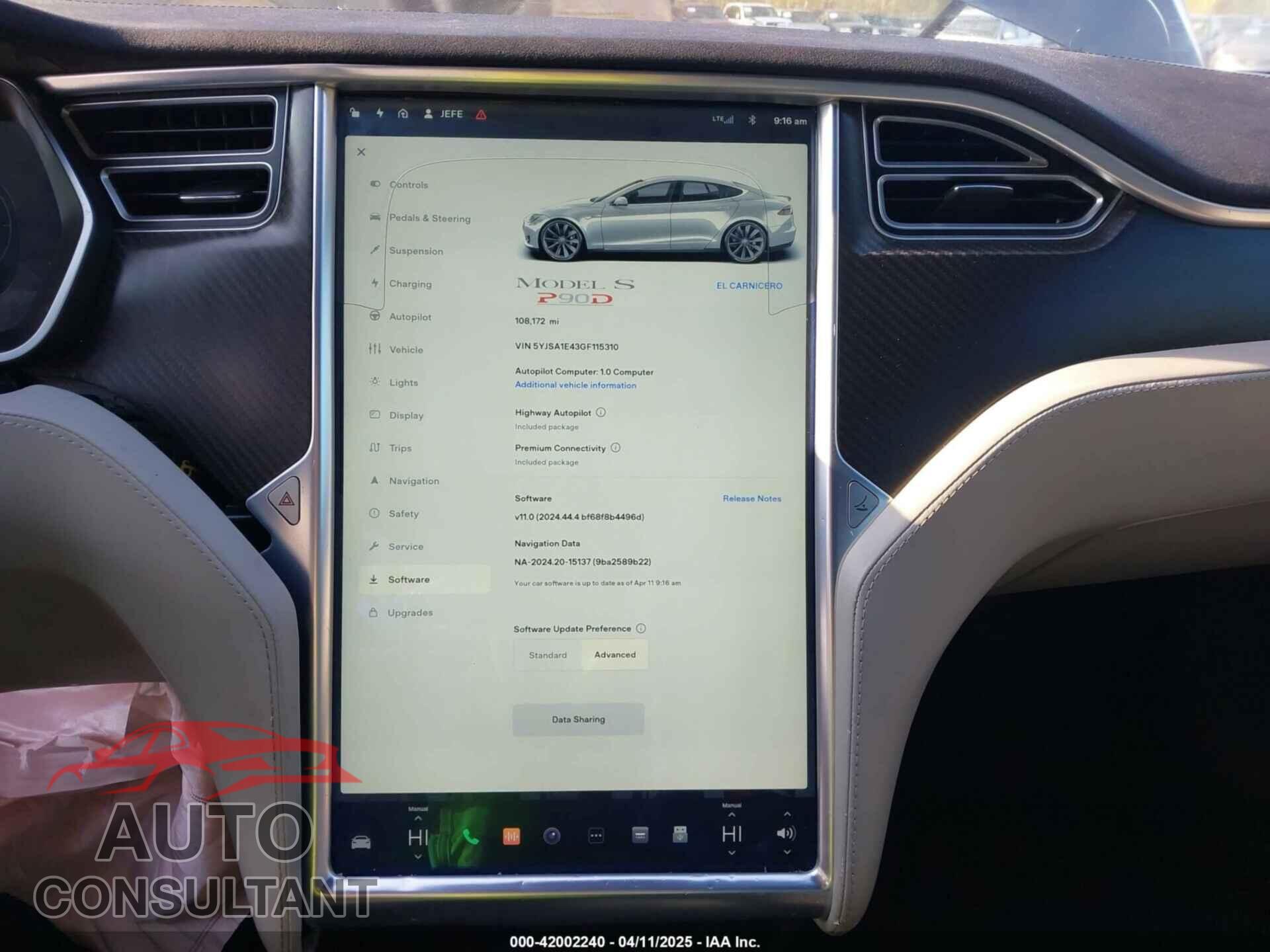 TESLA MODEL S 2016 - 5YJSA1E43GF115310