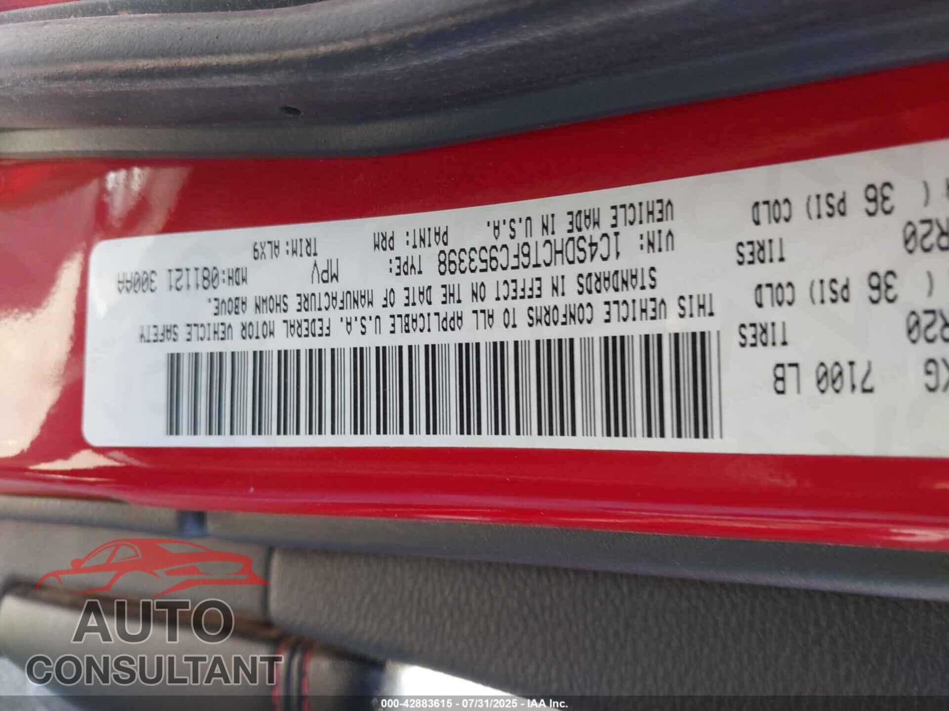 DODGE DURANGO 2015 - 1C4SDHCT6FC953398