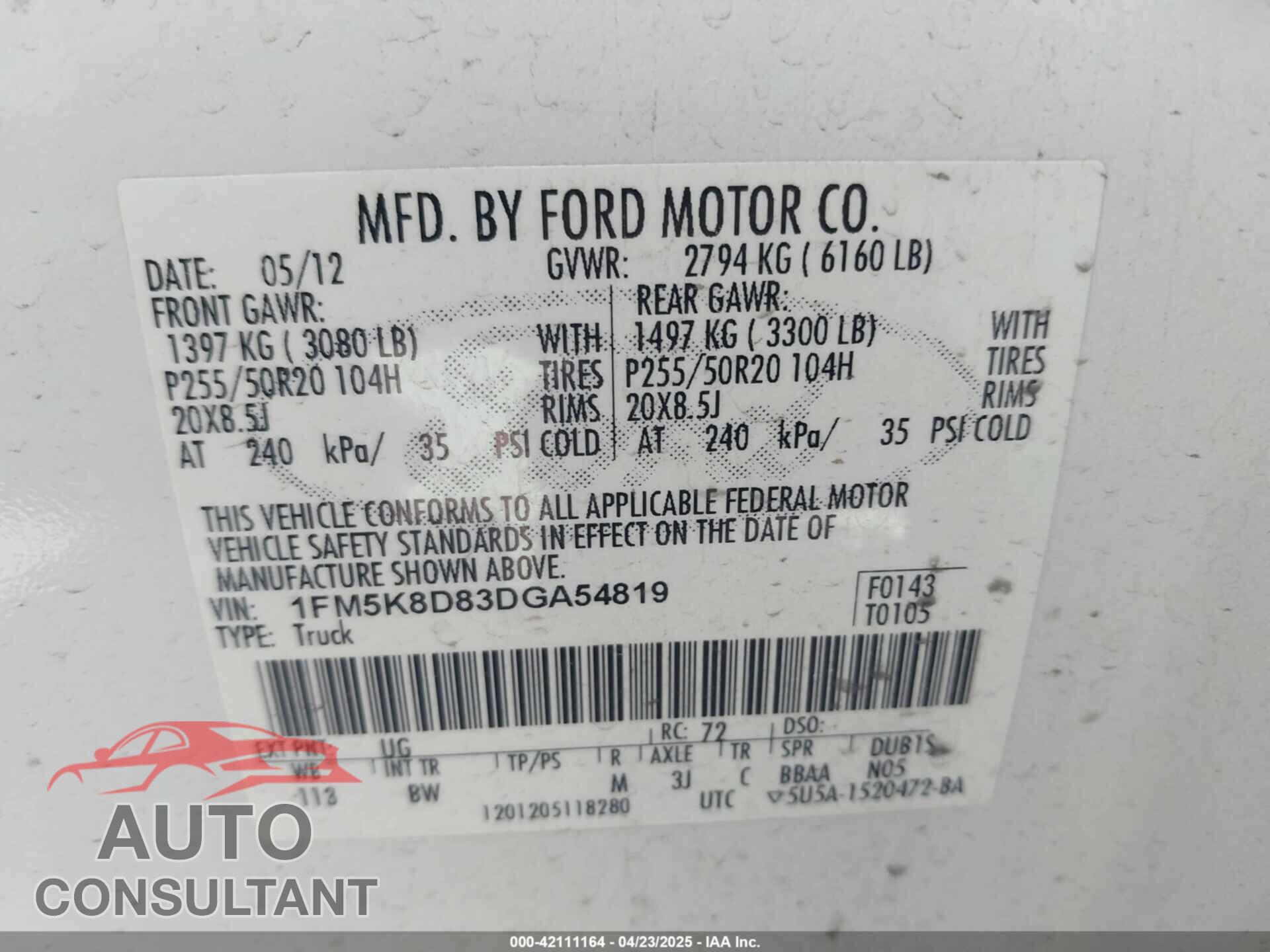 FORD EXPLORER 2013 - 1FM5K8D83DGA54819