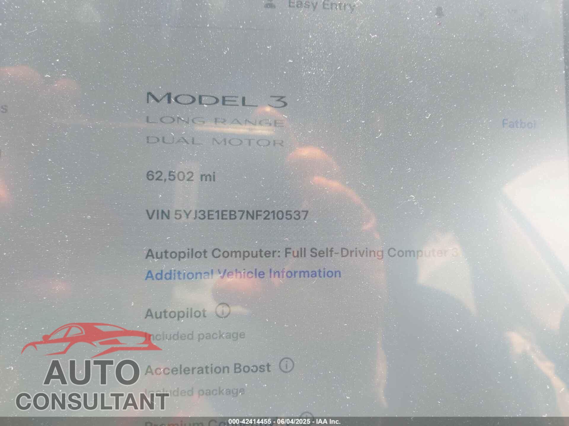 TESLA MODEL 3 2022 - 5YJ3E1EB7NF210537