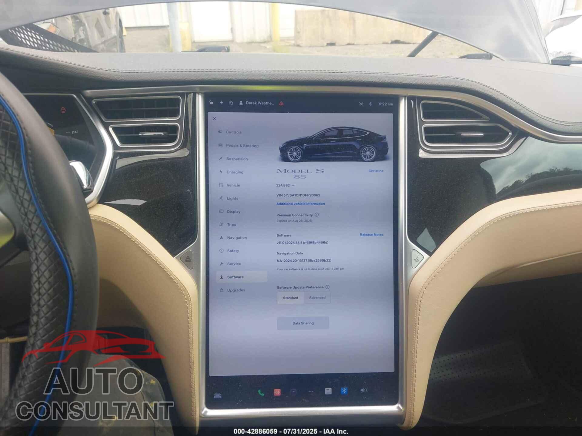TESLA MODEL S 2013 - 5YJSA1CN1DFP20062