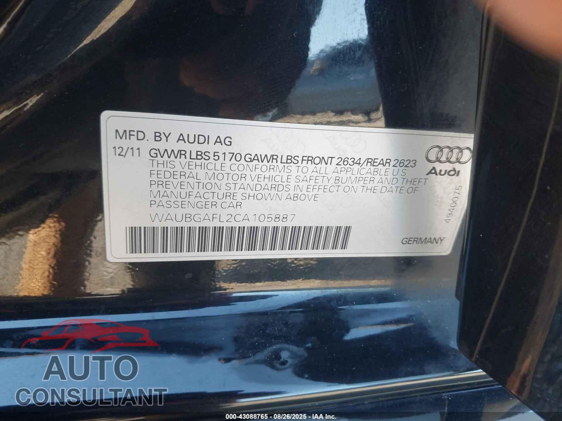 AUDI S4 2012 - WAUBGAFL2CA105887