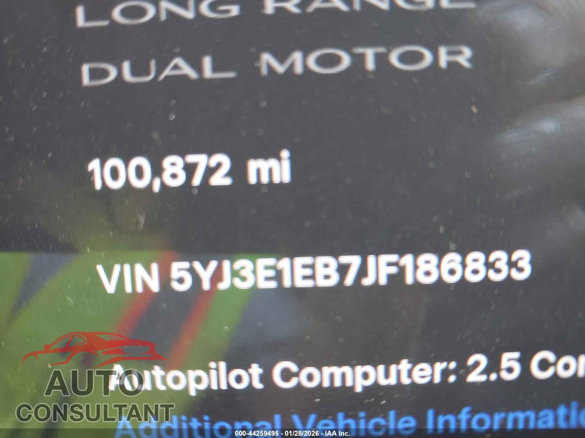 TESLA MODEL 3 2018 - 5YJ3E1EB7JF186833