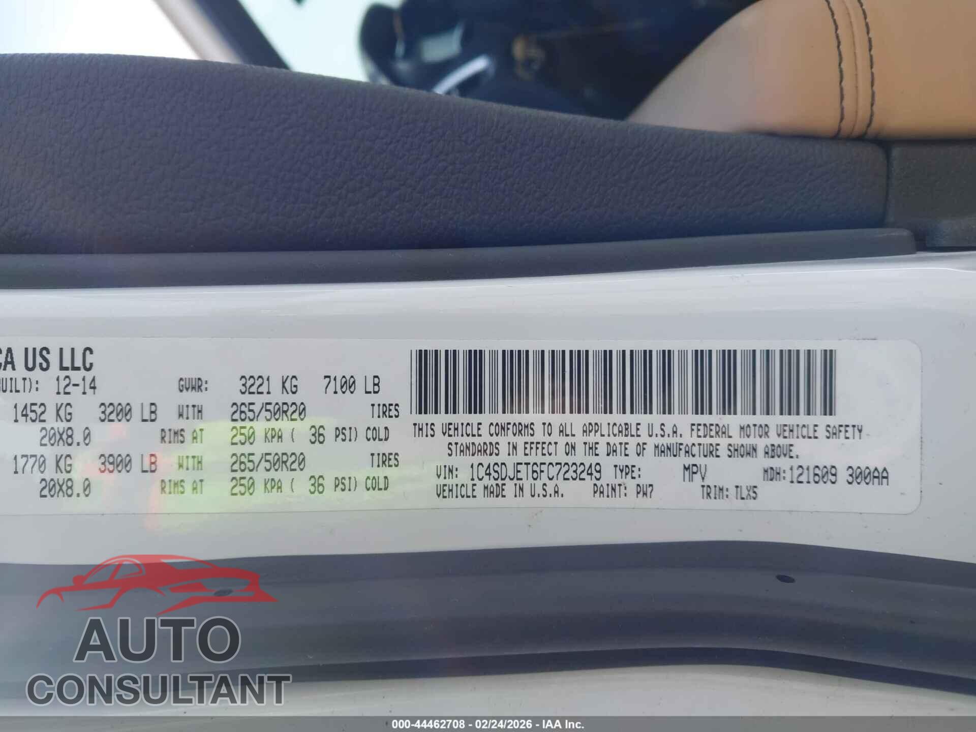 DODGE DURANGO 2015 - 1C4SDJET6FC723249