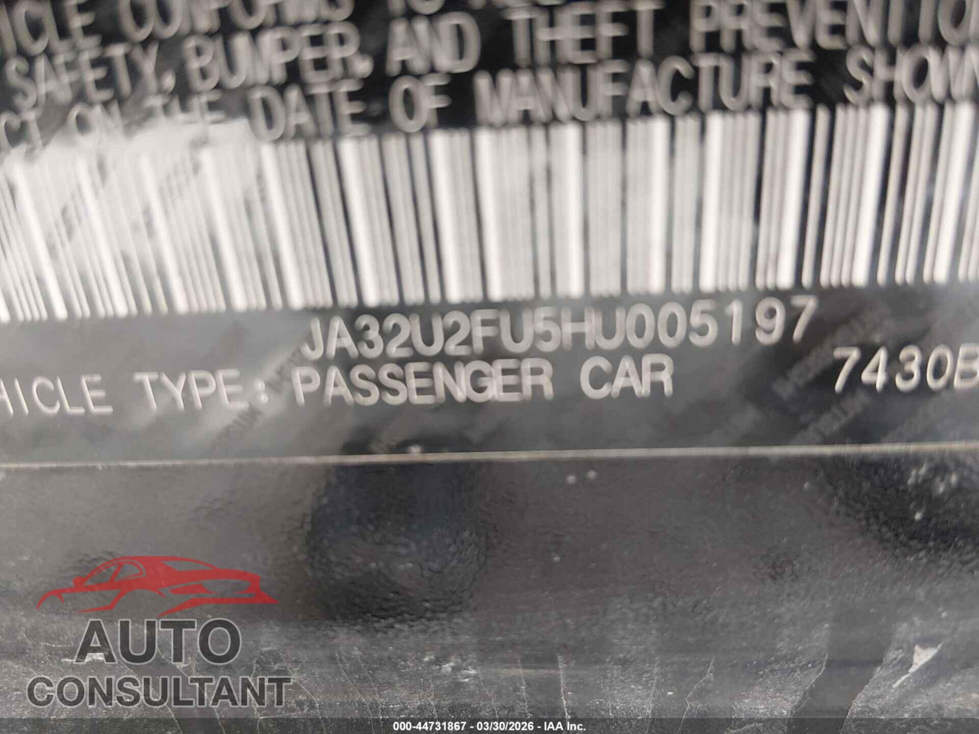 MITSUBISHI LANCER 2017 - JA32U2FU5HU005197