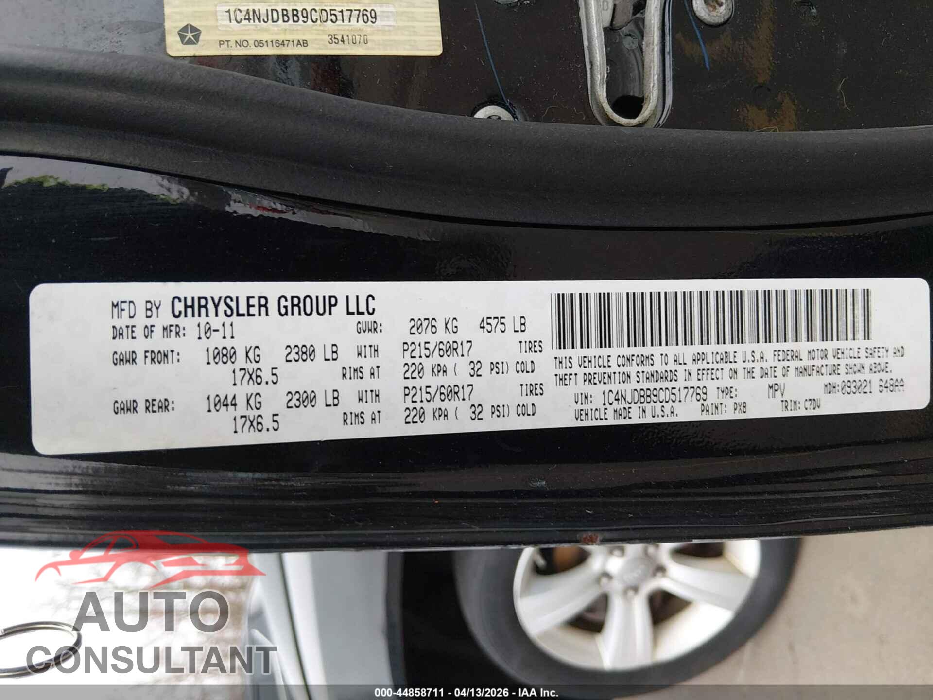 JEEP COMPASS 2012 - 1C4NJDBB9CD517769