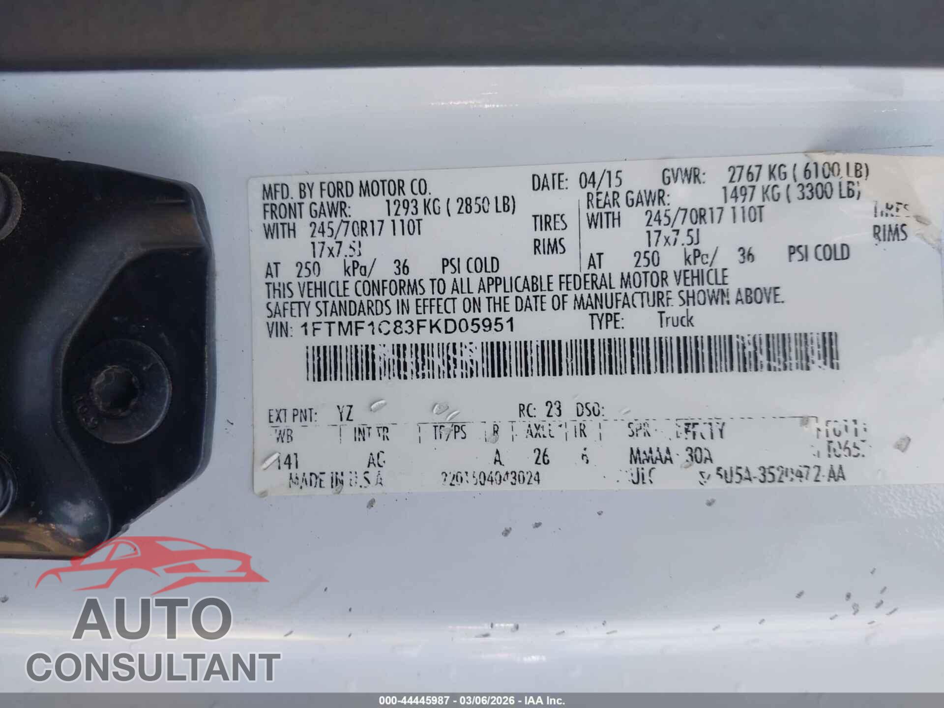 FORD F-150 2015 - 1FTMF1C83FKD05951