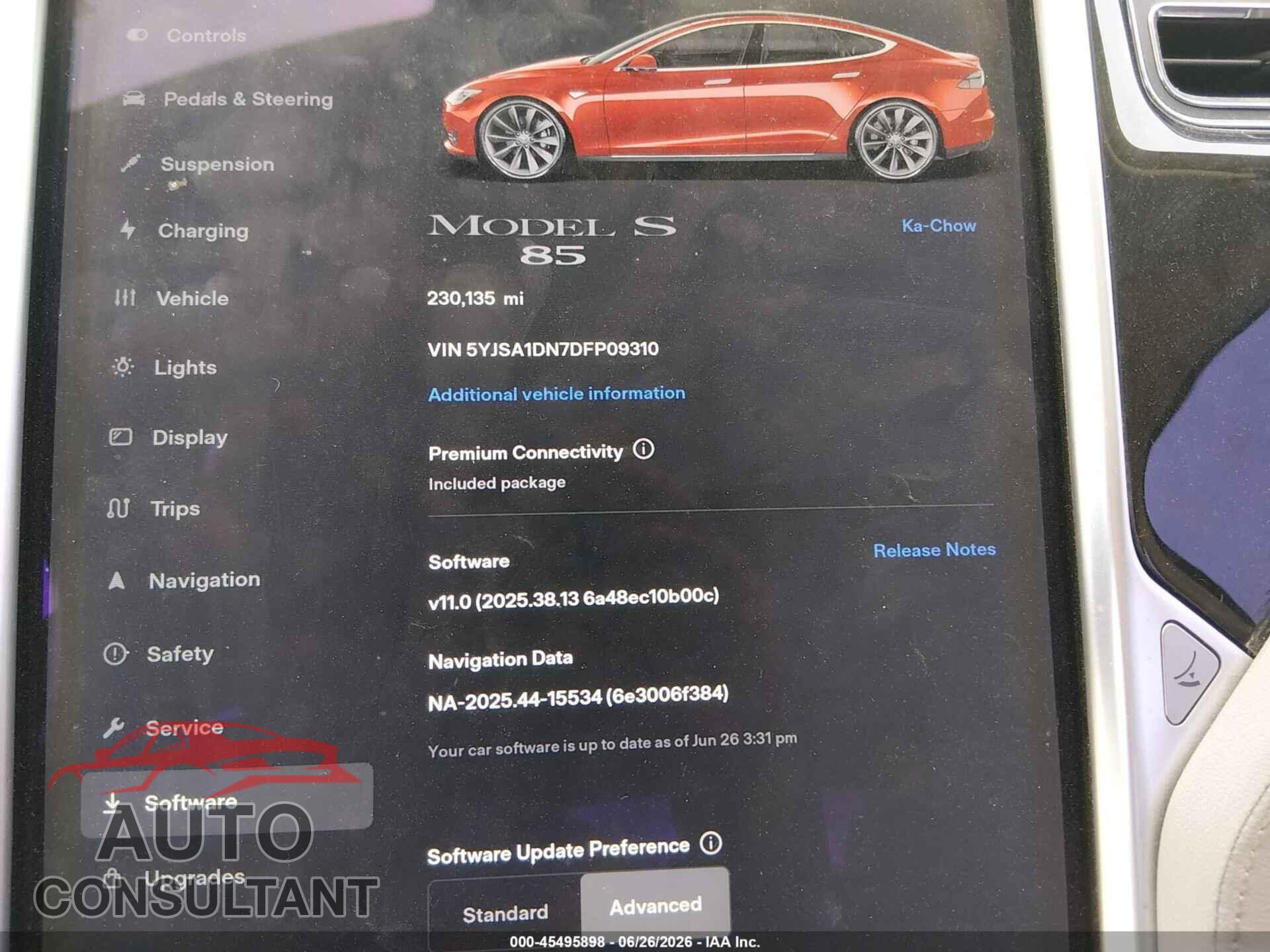 TESLA MODEL S 2013 - 5YJSA1DN7DFP09310