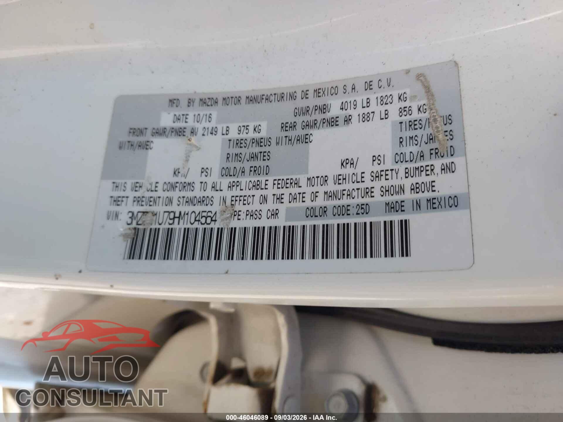 MAZDA MAZDA3 2017 - 3MZBN1U79HM104564