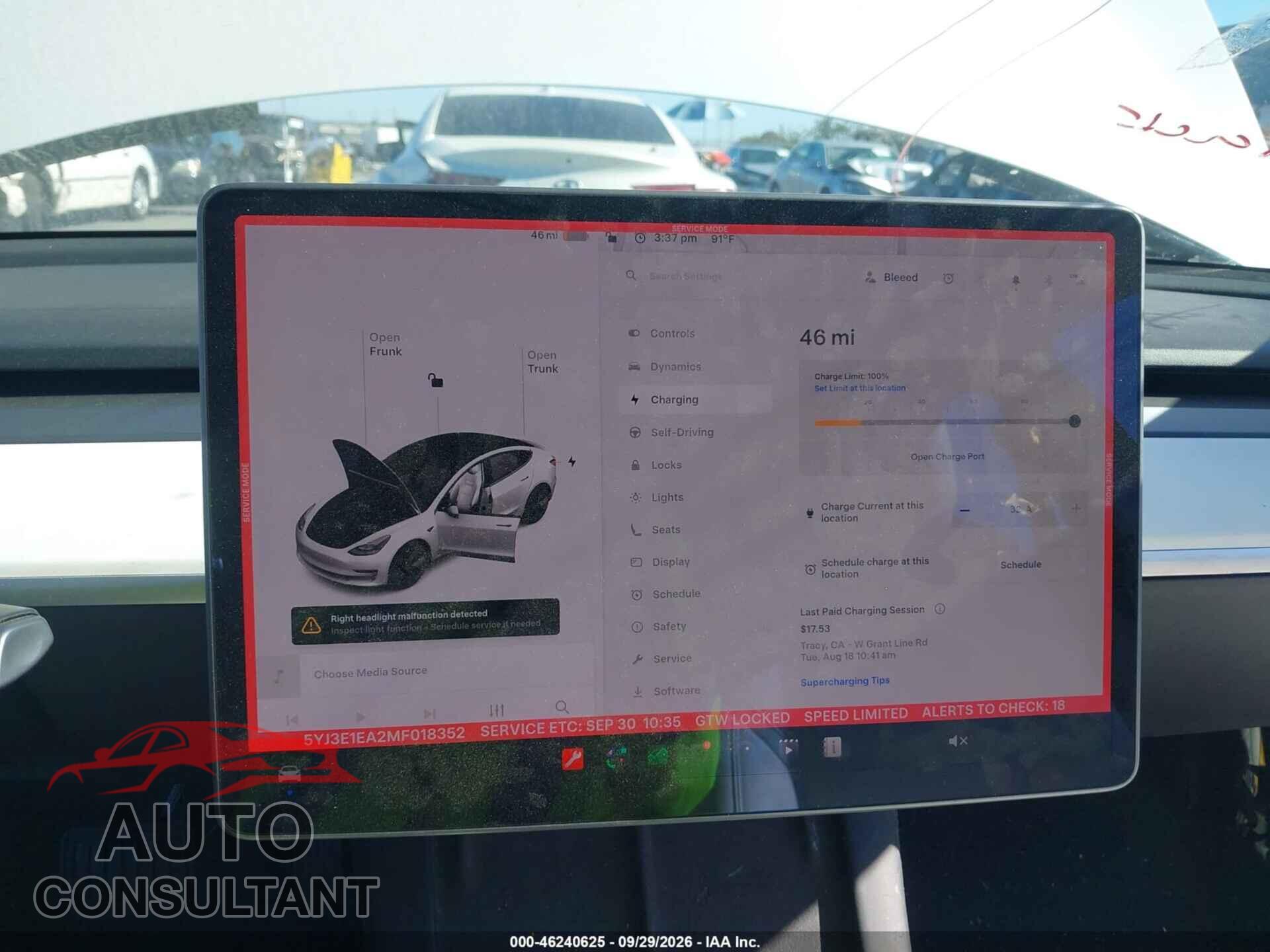TESLA MODEL 3 2021 - 5YJ3E1EA2MF018352