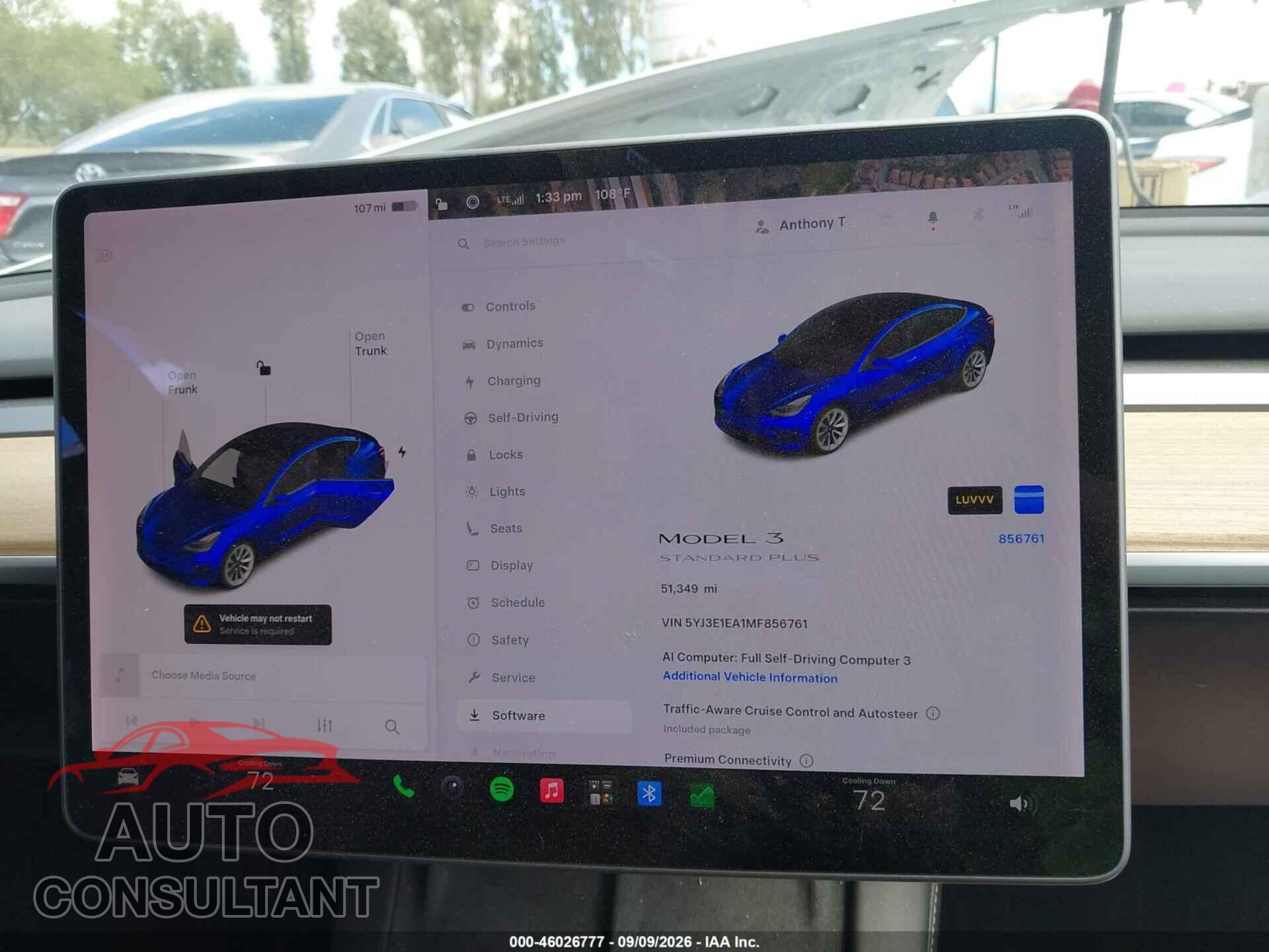 TESLA MODEL 3 2021 - 5YJ3E1EA1MF856761