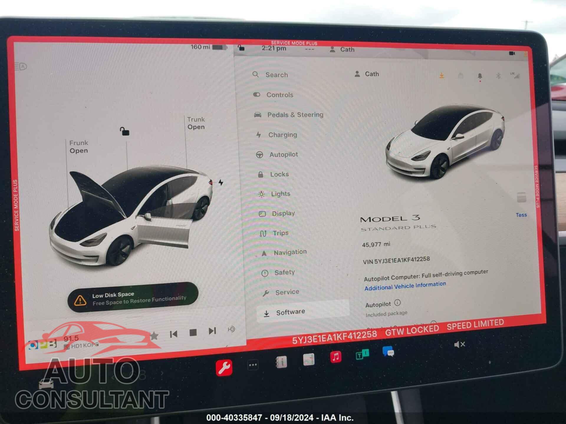 TESLA MODEL 3 2019 - 5YJ3E1EA1KF412258