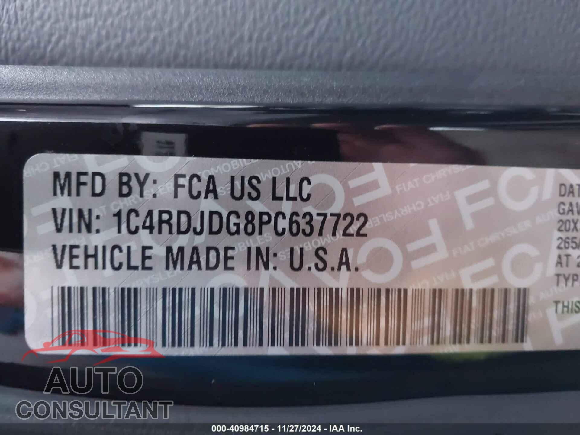 DODGE DURANGO 2023 - 1C4RDJDG8PC637722