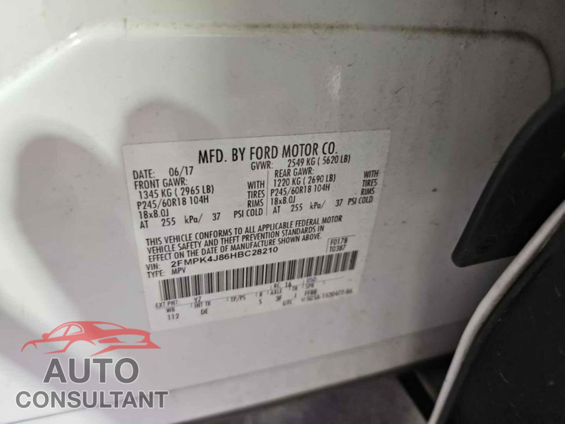 FORD EDGE 2017 - 2FMPK4J86HBC28210